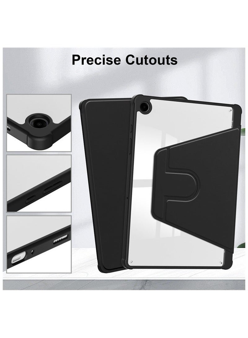 Case for  Samsung Galaxy Tab A9， Tablet Protective Case  , Acrylic 360 ° Rotating Design, Automatic Wake-up/sleep, Soft Leather, Black - Image 3